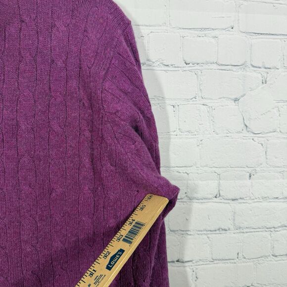 Cashemere Sweater XXL Purple Cable Knit Classic Preppy Pullover Dark Academia - Picture 13 of 15
